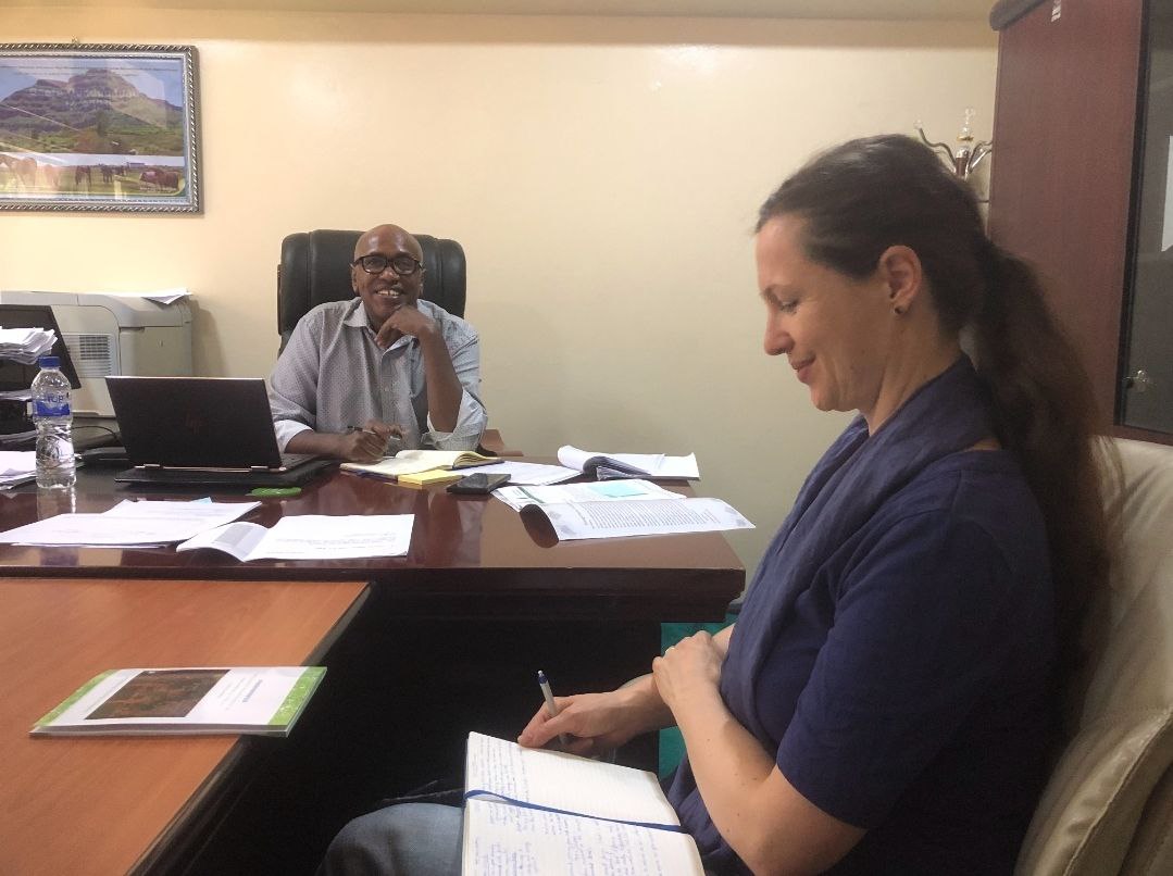 Dr. Yishak Yousuf, Vice President for Research and Community Engagement, talk with Dr.Johanna