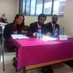 Law student at moot court competition Law student at moot court competition