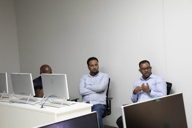 Abdi ,Belete and Guest at Data Center Control Room Abdi at Data Center Checking some Connectivity