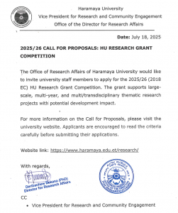 2025/26 CALL FOR PROPOSALS: HU RESEARCH GRANT COMPETITION