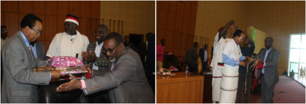 Professor Mohammed Hassen of the Georgia State University receiving awards from Community representatives