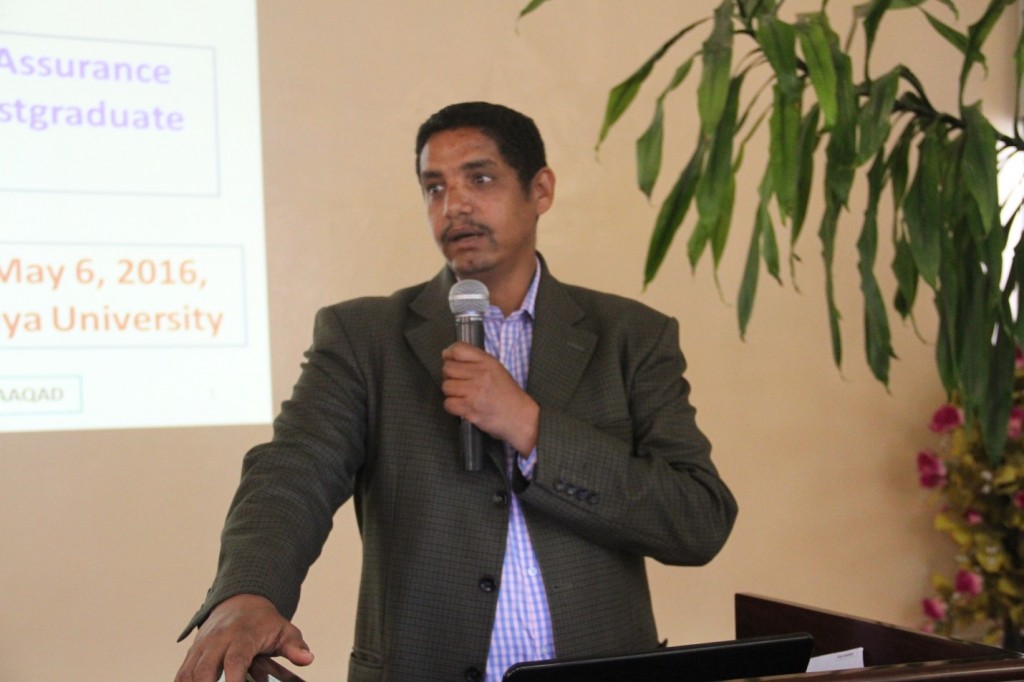 Haramaya University Academic Assessment and Quality Assurance Directorate in collaboration with Postgraduate Program Directorate conducted training, Dr. Sissay Menkir in the picture