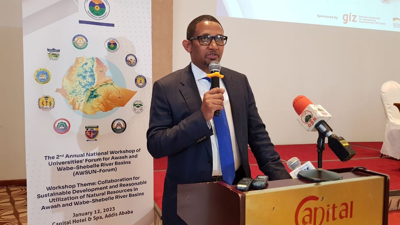 Dr. Birhanu Megersa on the 2nd Annual National Workshop of Universities' Awash and Wabi-Shebele Basins Forum image