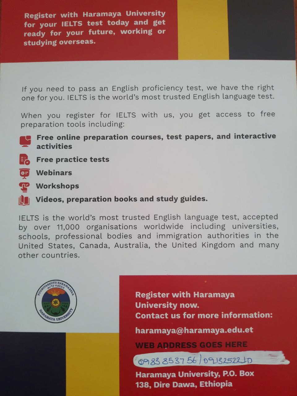 Haramaya University has signed a bilateral agreement with the British Council in Ethiopia to launch an International English Language Testing System (IELTS) testing center image