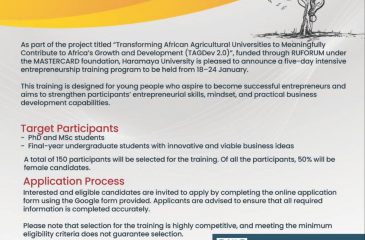 Call For Entrepreneurship Training